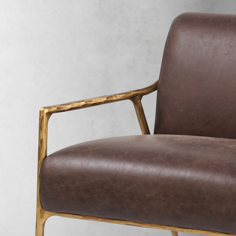 Vintage Forged Brown Leather Accent Chair
