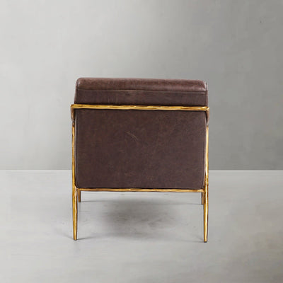 Vintage Forged Brown Leather Accent Chair