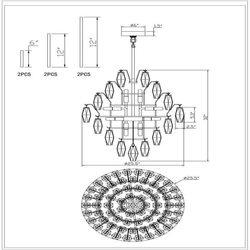 Chara Glass Large Chandelier - thebelacan