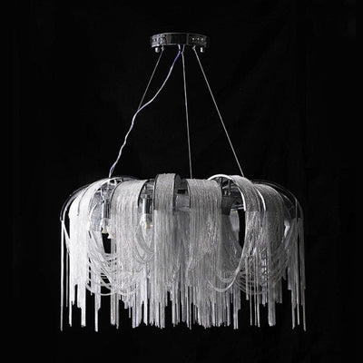 LizLuxury Aluminum Chain Tassel Chandelier