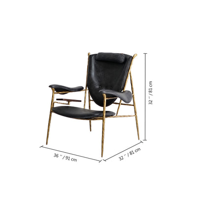 Vintage Forged Enamel Wooden Plate Leather Armchair