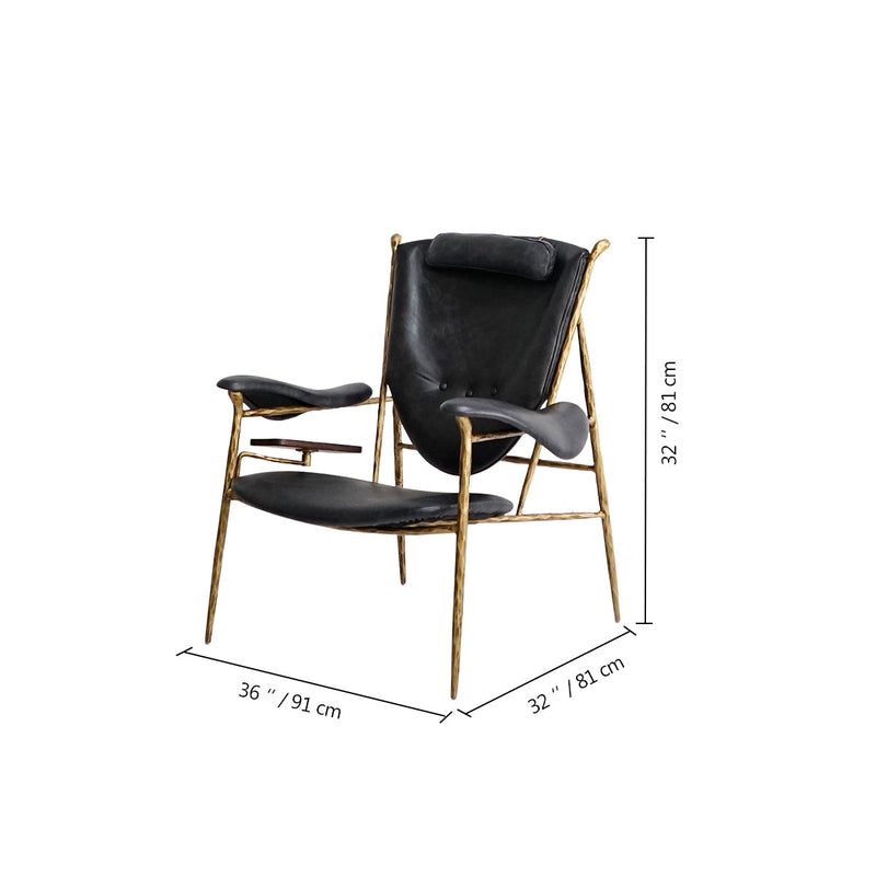 Vintage Forged Enamel Wooden Plate Leather Armchair