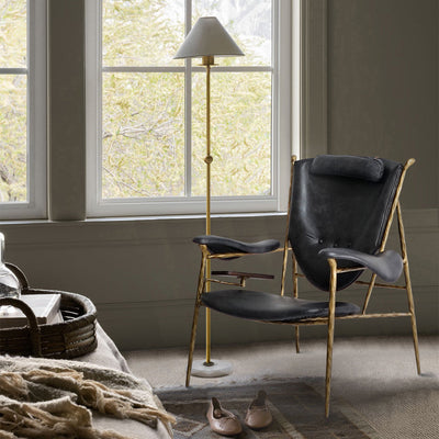 Vintage Forged Enamel Wooden Plate Leather Armchair