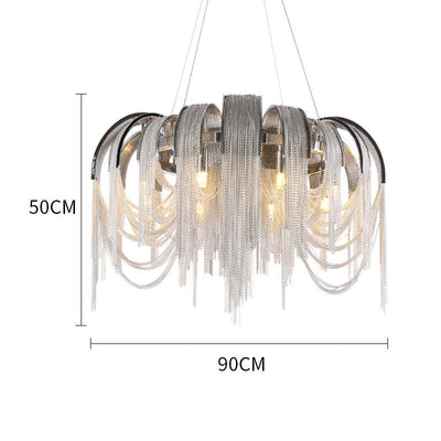 LizLuxury Aluminum Chain Tassel Chandelier