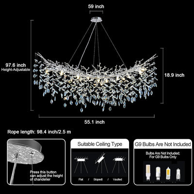 Ice Eye Modern Crystal Tree Branch Round Chandelier for All Rooms 30" 40" 48"
