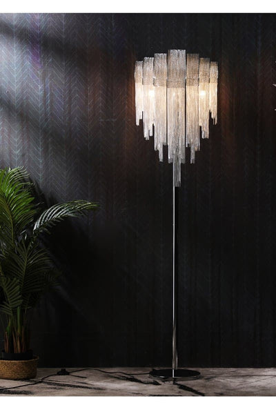 Liz Luxury Hardware Aluminum Chain Tassel Floor Lamp