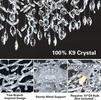 Ice Eye Modern Crystal Tree Branch Round Chandelier for All Rooms 30" 40" 48"