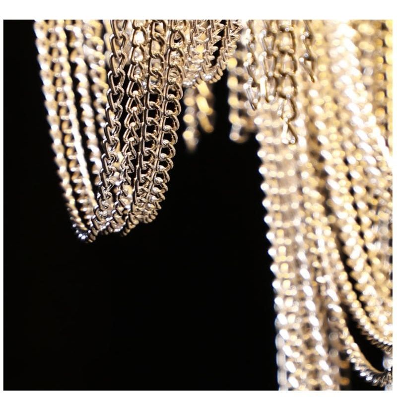 LizLuxury Aluminum Chain Tassel Chandelier