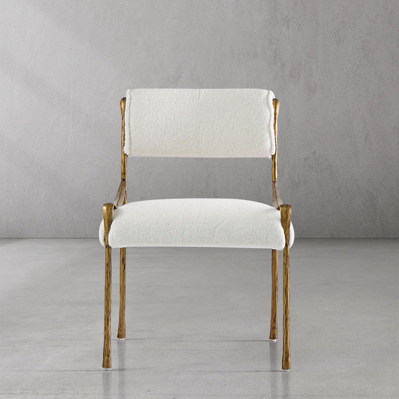 Vintage Forged Retro Copper Iron Frame Armless Dining Chair