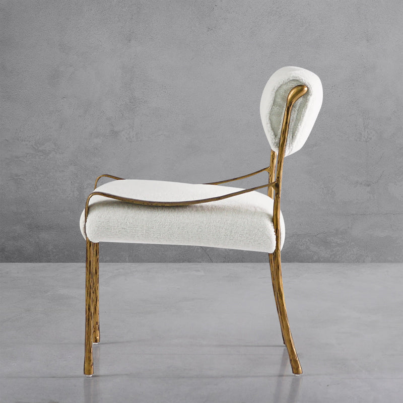 Vintage Forged Retro Copper Iron Frame Armless Dining Chair