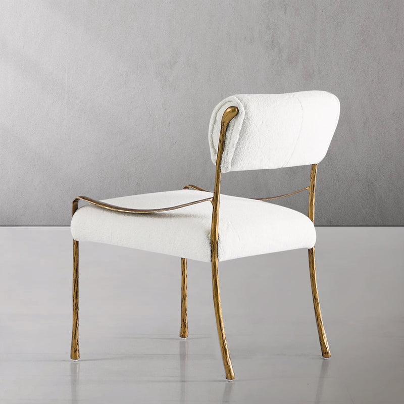 Vintage Forged Retro Copper Iron Frame Armless Dining Chair
