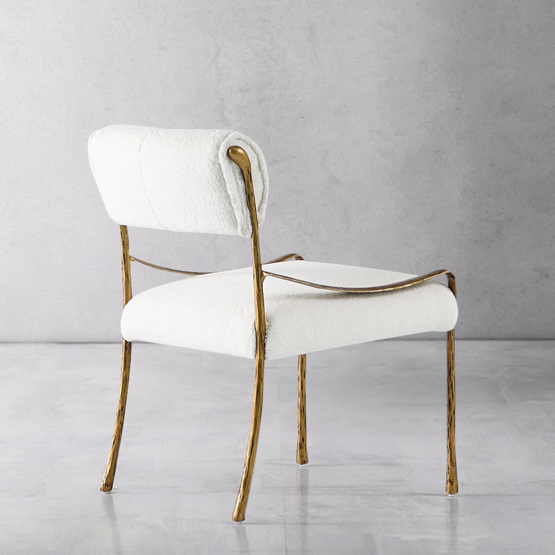 Vintage Forged Retro Copper Iron Frame Armless Dining Chair