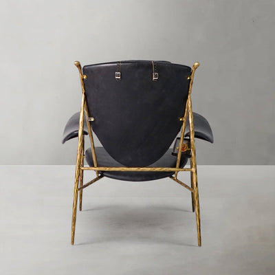Vintage Forged Enamel Wooden Plate Leather Armchair