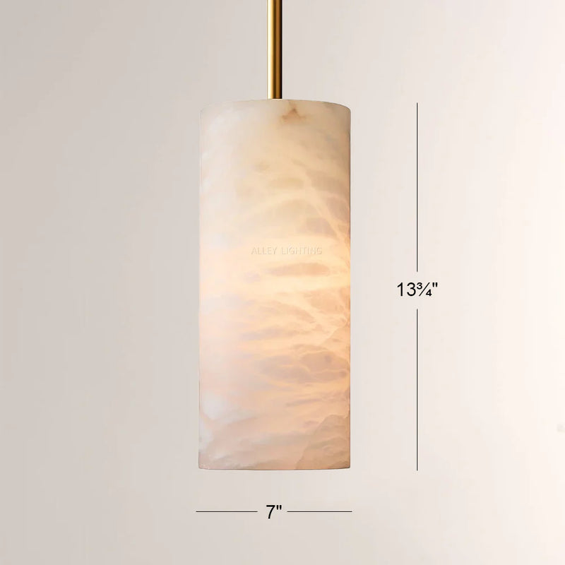 Hand-Carved Alabaster Cylinder Pendant