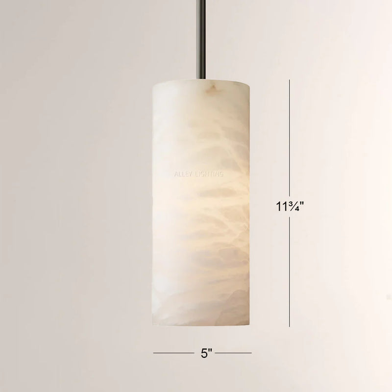 Hand-Carved Alabaster Cylinder Pendant