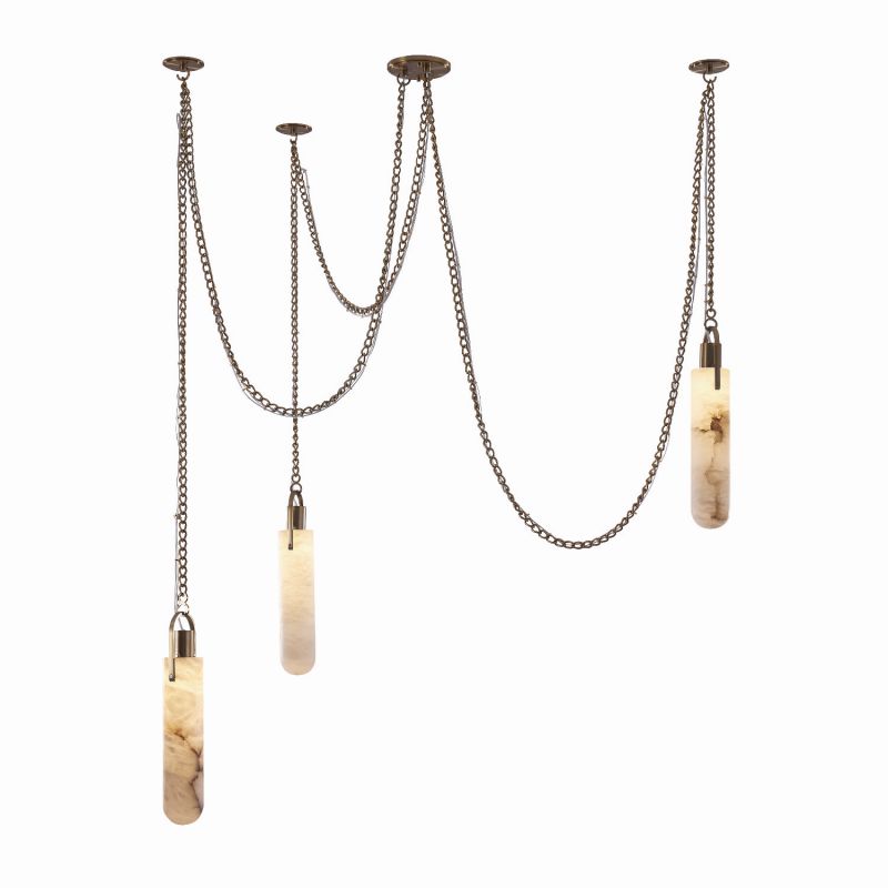 Alabaster Multi-Drop 3 Lights LED  Pendant  Lamp