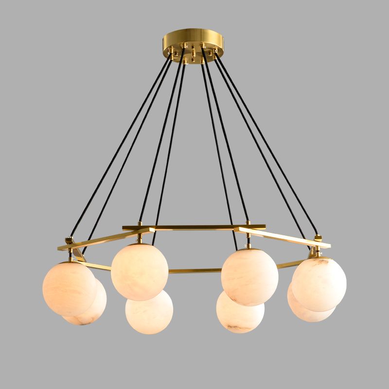 Alabaster Modern Round Ball Pendant Chandelier