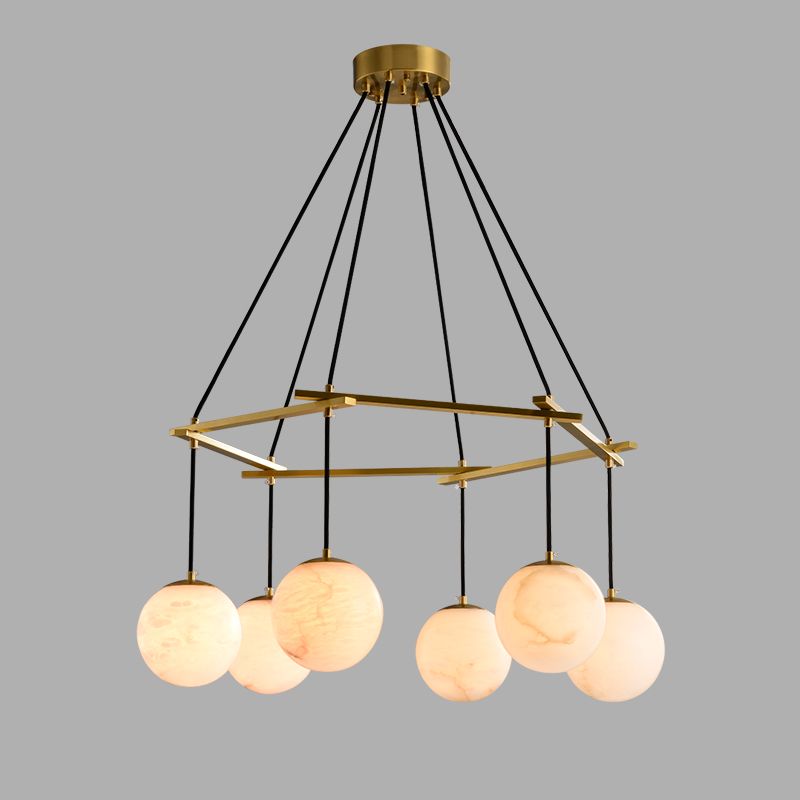 Alabaster Modern Round Ball Pendant Chandelier