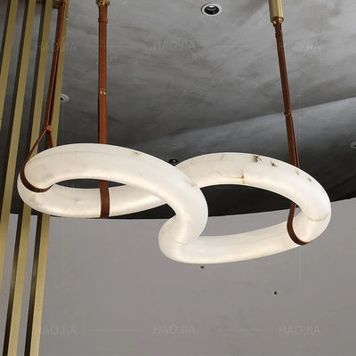 Alabaster Unique Curved Long Linear Chandelier