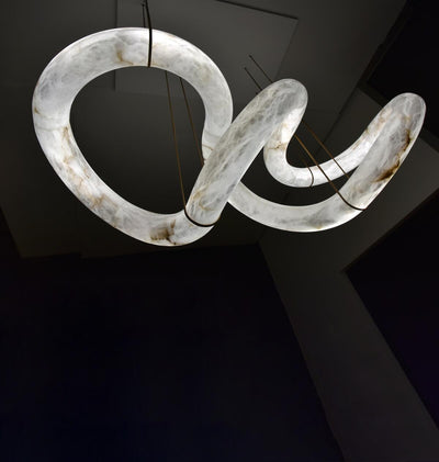 Alabaster Unique Curved Long Linear Chandelier