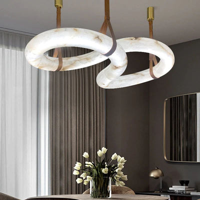 Alabaster Unique Curved Long Linear Chandelier