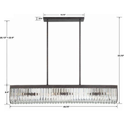 Alister 6 Lights Rectangular Chandelier 50"