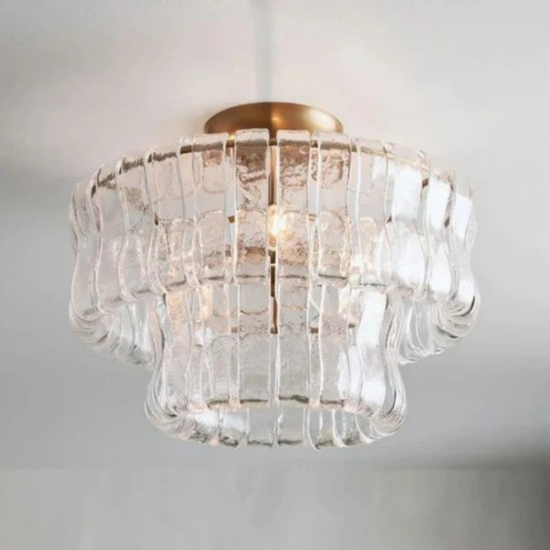 Amori 2-Tier Glass Round Flushmount Ceiling light 18"D