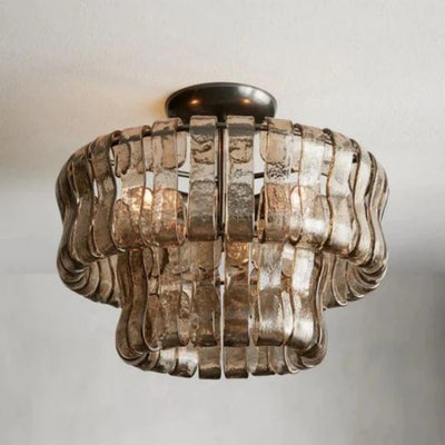 Amori 2-Tier Glass Round Flushmount Ceiling light 18"D