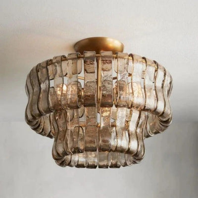 Amori 2-Tier Glass Round Flushmount Ceiling light 18"D