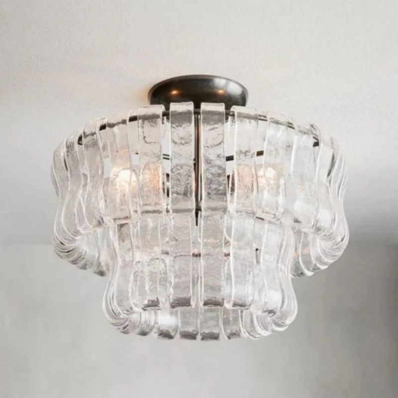 Amori 2-Tier Glass Round Flushmount Ceiling light 18"D