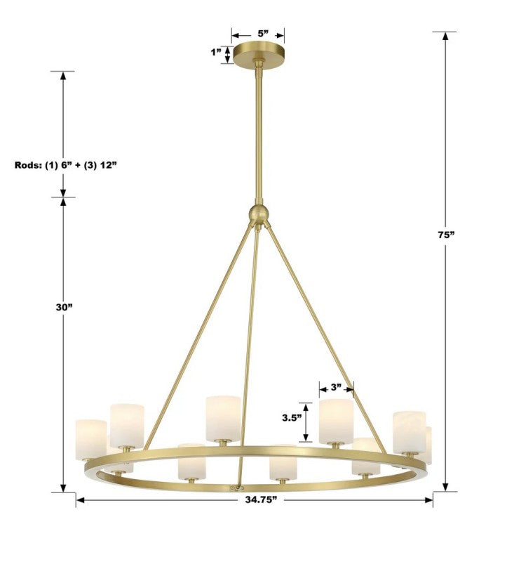 Aragon 10 Light Chandelier Alabaster