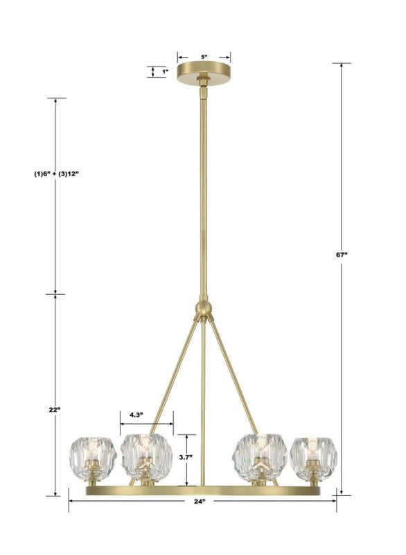 Aragon 6 Light Chandelier Glass