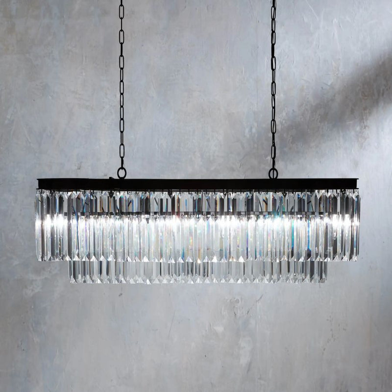 Cara Tiered Rectangular Glass Chandelier