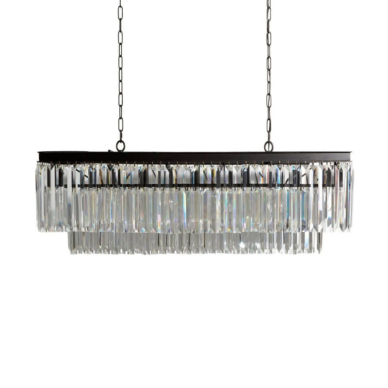 Cara Tiered Rectangular Glass Chandelier