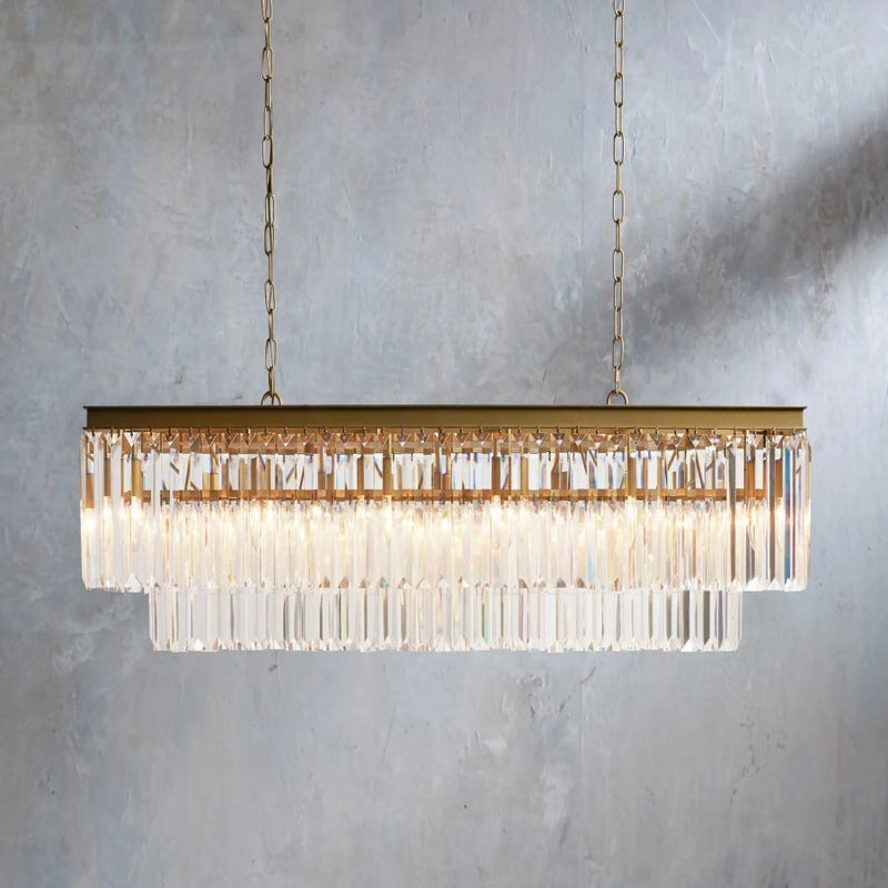 Cara Tiered Rectangular Glass Chandelier