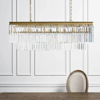 Cara Tiered Rectangular Glass Chandelier