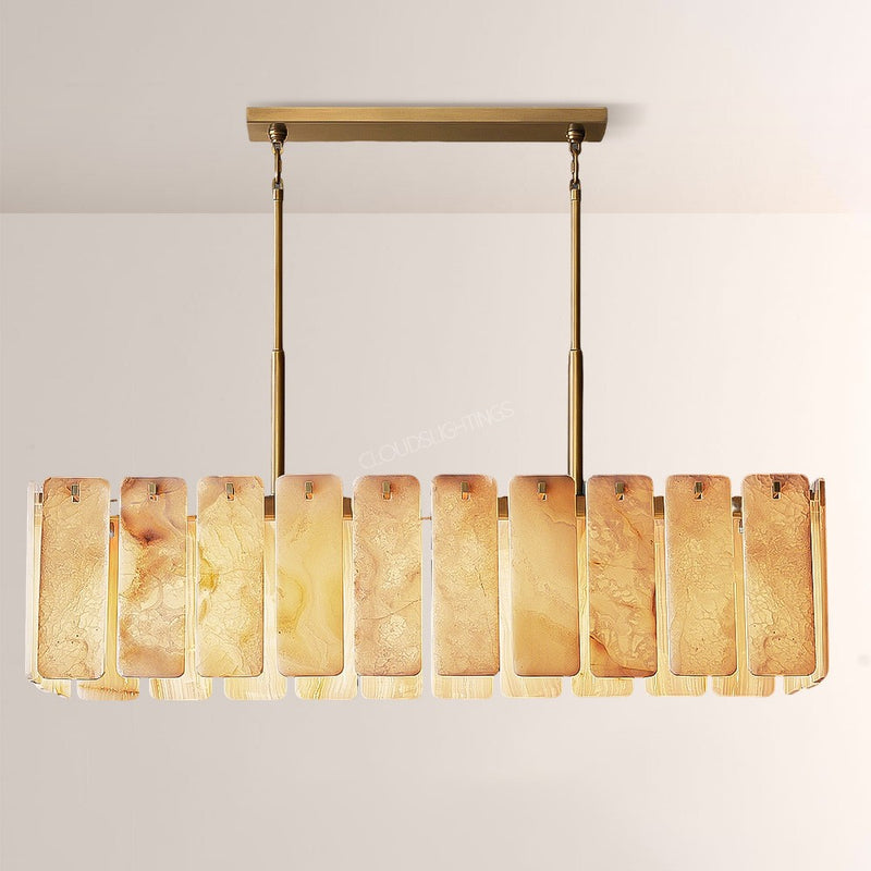 Camelot Alabaster Rectangular Chandelier 60"L