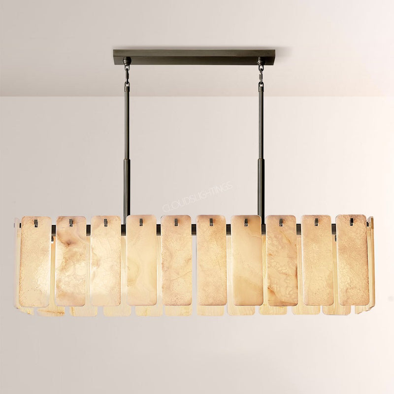 Camelot Alabaster Rectangular Chandelier 60"L