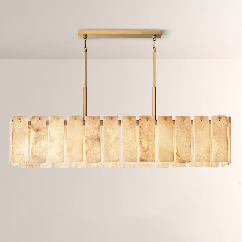 Camelot Alabaster  Rectangular Chandelier 72"L