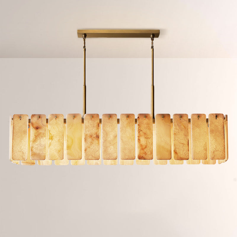 Camelot Alabaster  Rectangular Chandelier 72"L