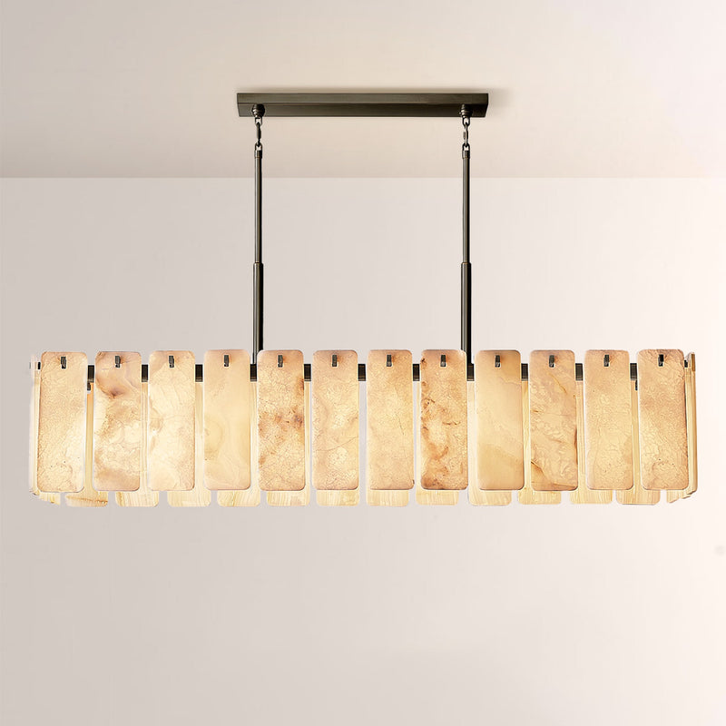 Camelot Alabaster  Rectangular Chandelier 72"L