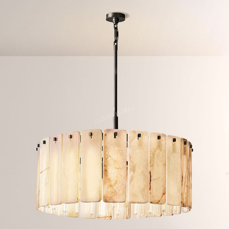 Camelot Alabaster  Round Chandelier 36"D