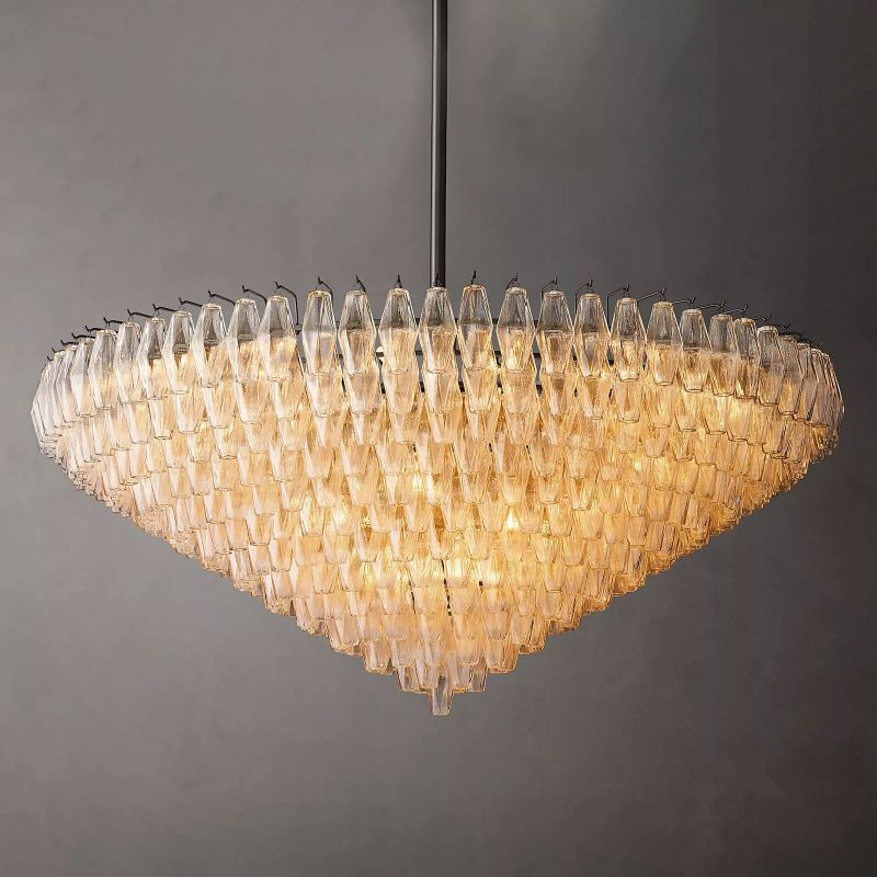 Chara Clear Glass Tiered Round Chandelier 62" - thebelacan