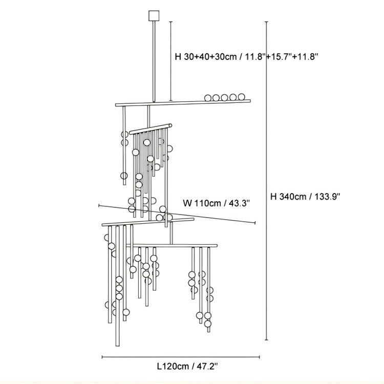 Drop System Chandelier 59 Bulbs