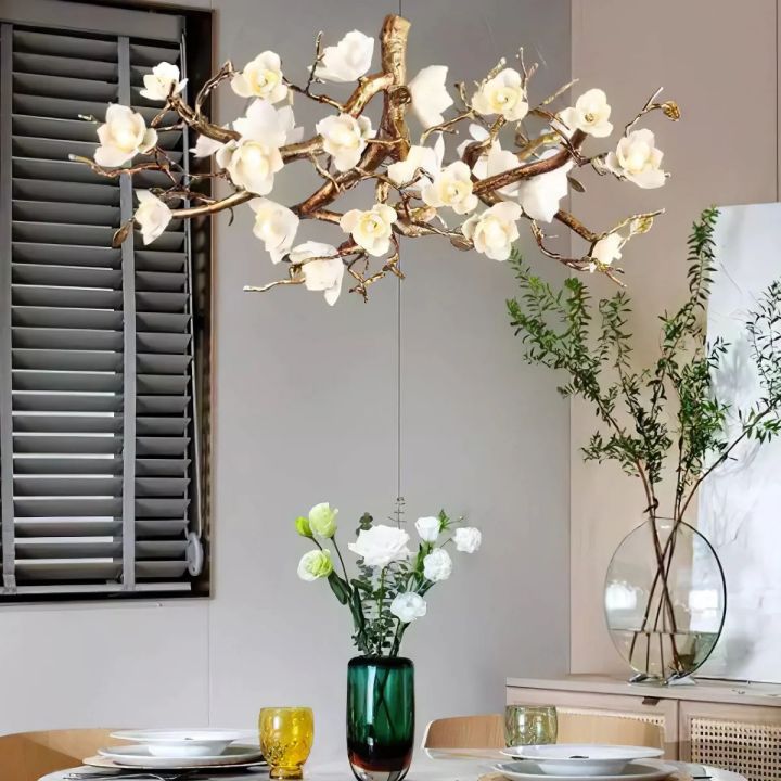 Urban Chic Flower Bloom Branch Brass Chandelier