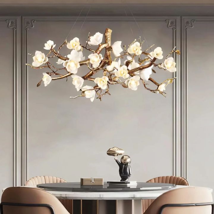 Urban Chic Flower Bloom Branch Brass Chandelier