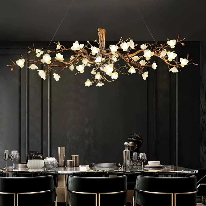 Urban Chic Flower Bloom Branch Brass Chandelier