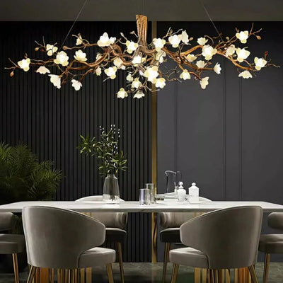 Urban Chic Flower Bloom Branch Brass Chandelier