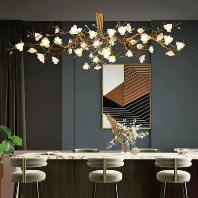 Urban Chic Flower Bloom Branch Brass Chandelier