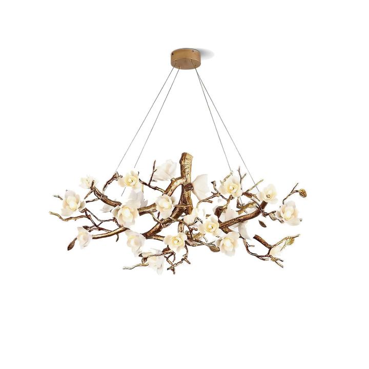 Urban Chic Flower Bloom Branch Brass Chandelier